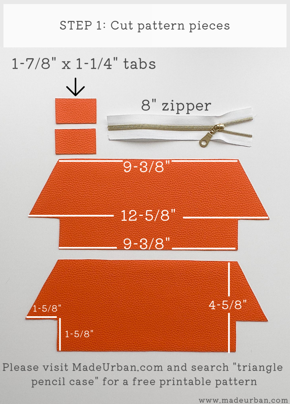 Triangle pencil case step 1