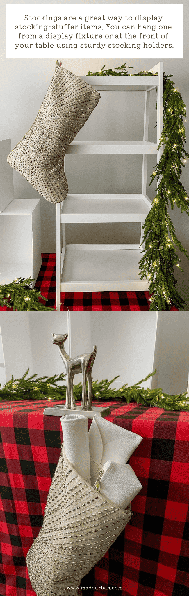 Christmas stockings used in a craft show display