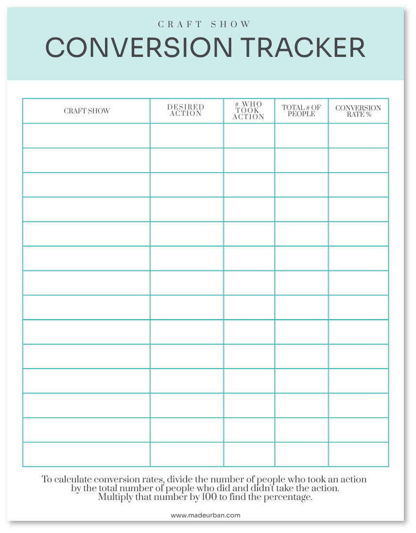 Craft show conversion tracker