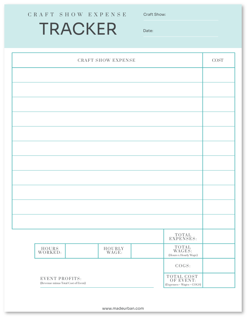 Craft show expense tracker