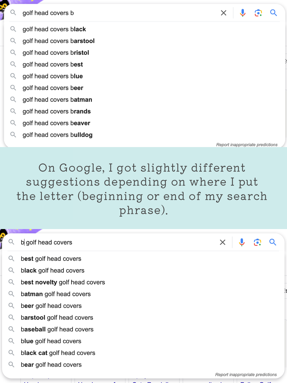 Google auto-suggestions