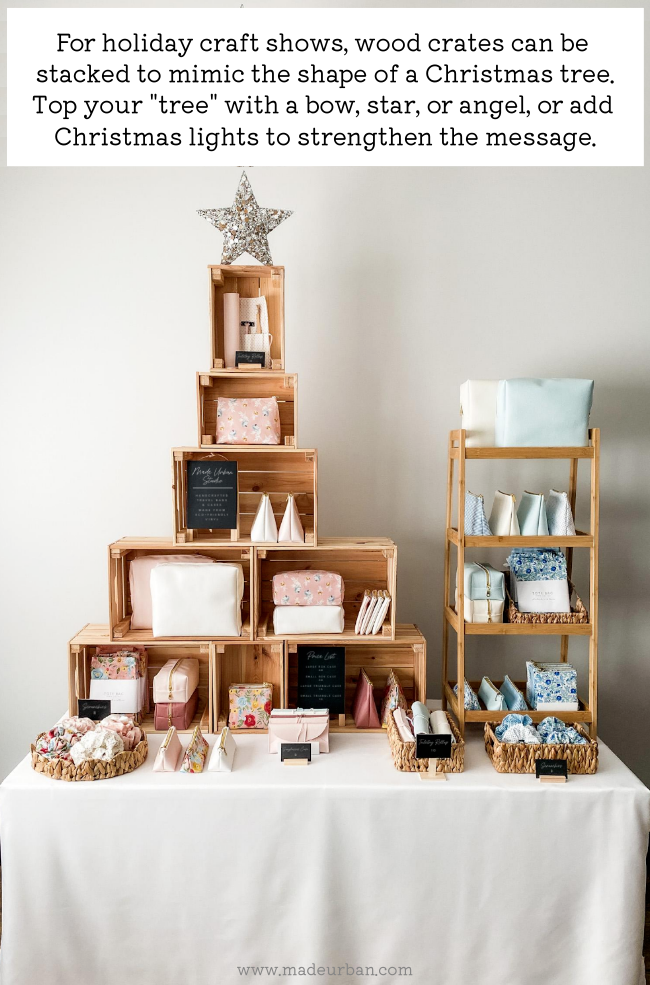 Crates stacked in a Christmas tree shape