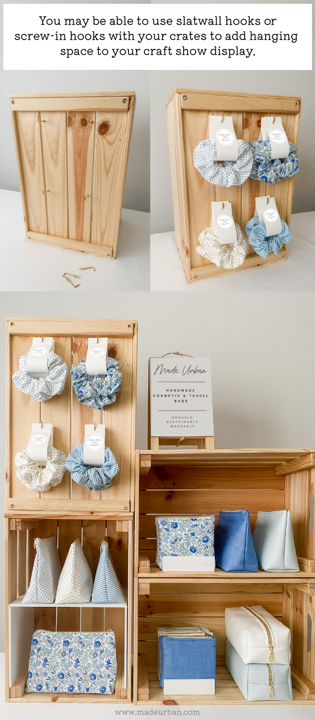 Using crates to add hanging space to a craft show display