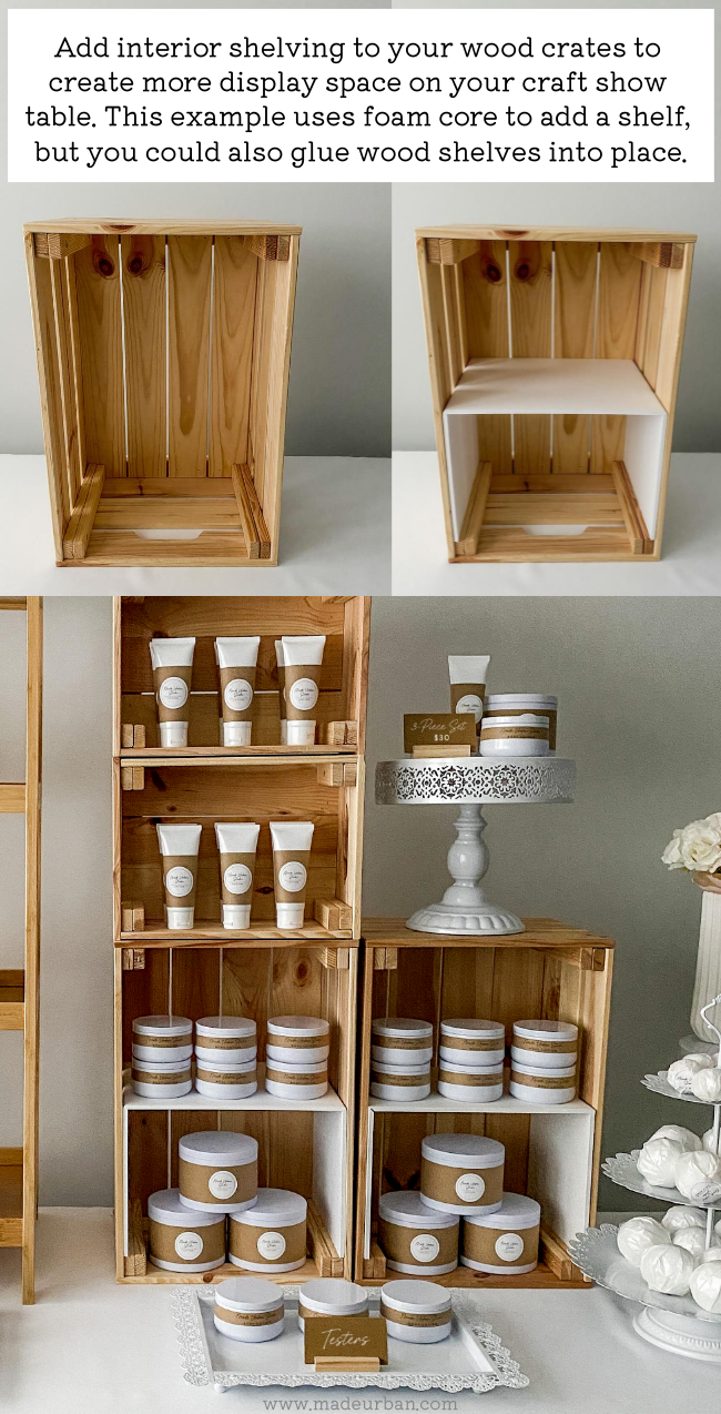 Interior shelving in wood crates